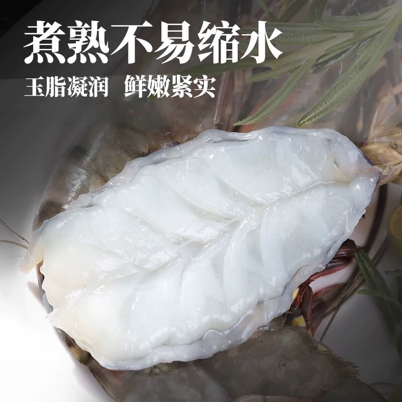 翰鸥斐进口高品质活冻气冻黑虎虾 超大虾类大虾生鲜老虎虾冰鲜海虾礼盒 超大黑虎虾王【3只共2斤】 1000g(净重)