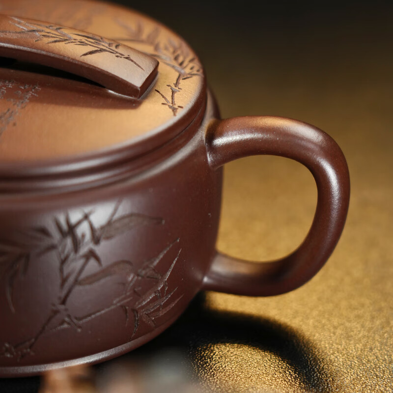 紫来顺宜兴名家高端紫砂壶纯手工刻绘剑流汉瓦壶正品送领导送男士礼品 紫泥剑流汉瓦 170ml