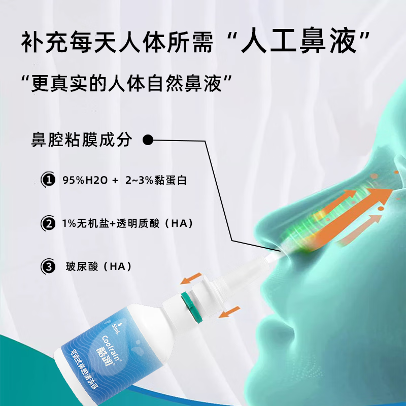 酷润玻尿酸海盐水鼻喷孕妇儿童鼻炎喷剂洗鼻器喷雾鼻腔喷雾50ml大容量 50ml*5瓶【囤货装】全家适用 孕妇儿童均可用