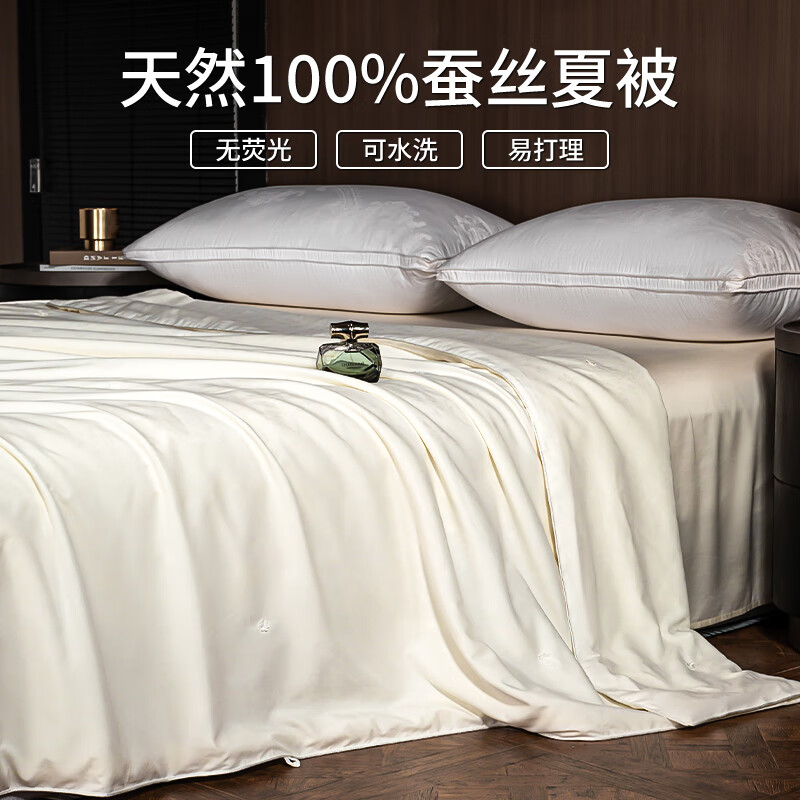 空调被夏凉被芯 手工拉制定位提花纯蚕丝被子100%蚕丝夏被 220cm*240cm总重3.2斤