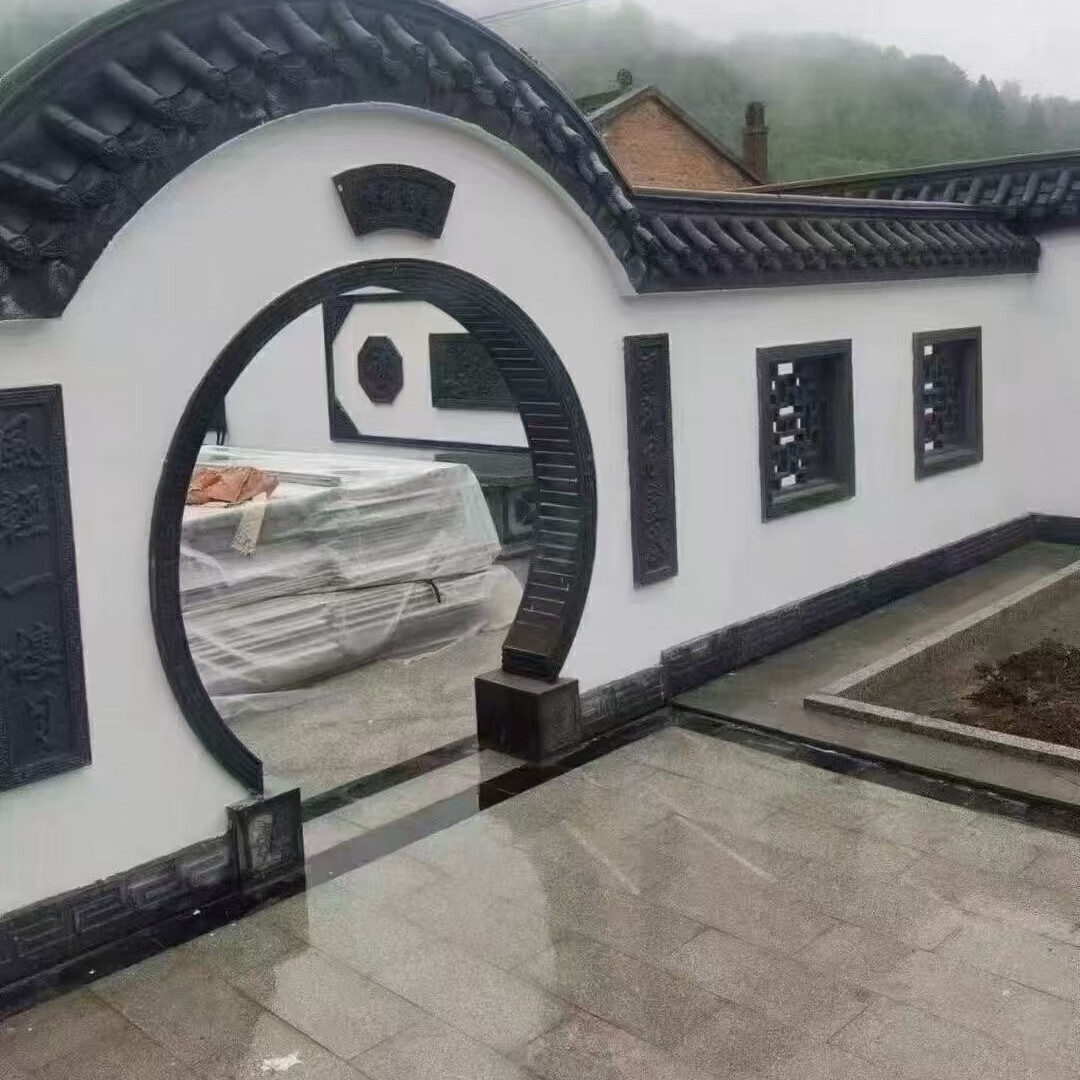 中式月亮门线条砖雕拱门边框圆形门套线弧形回纹线仿古门不含运费