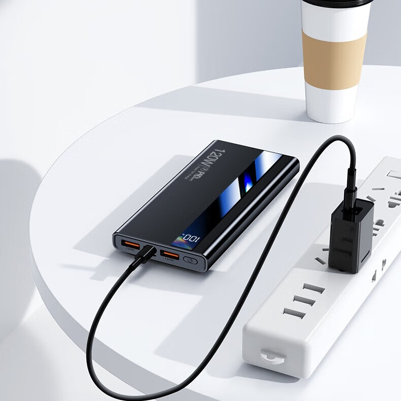 科希帝【国家3C认证】【新国标丨飞机高铁】超级快充自带线充电宝小巧便携移动电源适用苹果小米20000 炫酷黑【标准版+3C安全认证】