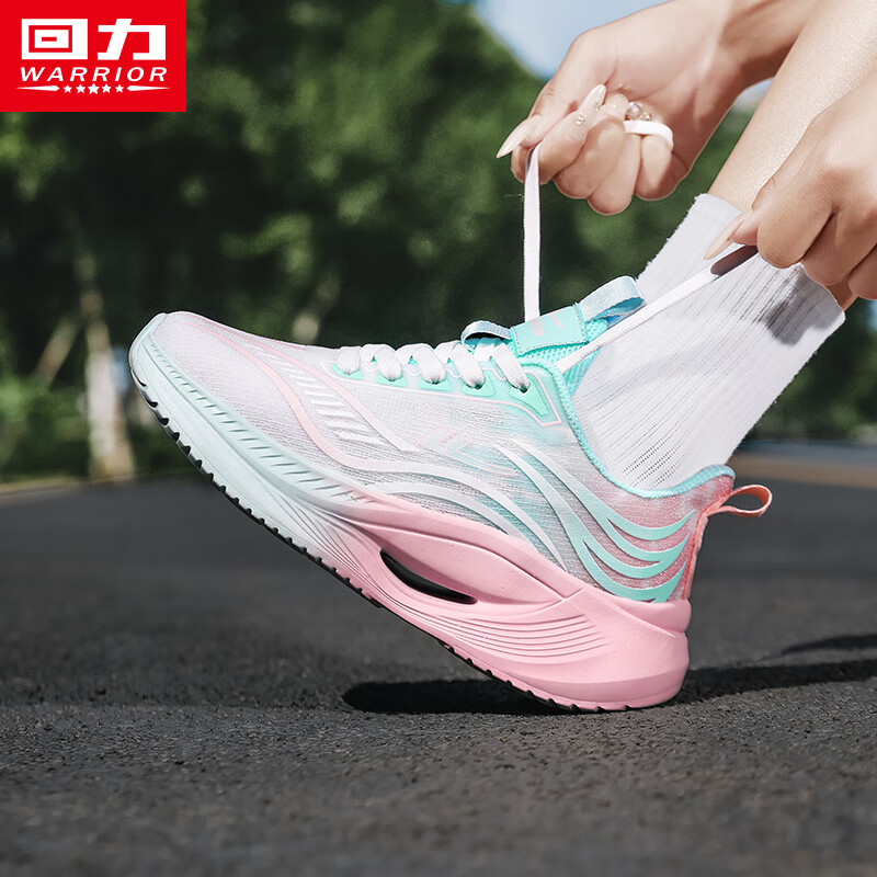 回力女鞋运动鞋女网面透气2026新款夏季轻便软底鞋子女薄款跑步鞋 白绿粉【网面款】 35 (225mm)