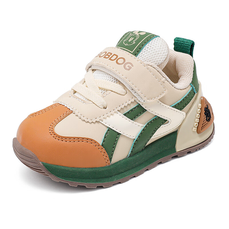 巴布豆童鞋儿童宝宝鞋2025新款秋季一岁男童软底幼童鞋男宝学步鞋 深米/森林绿 29 适合脚长17.2CM