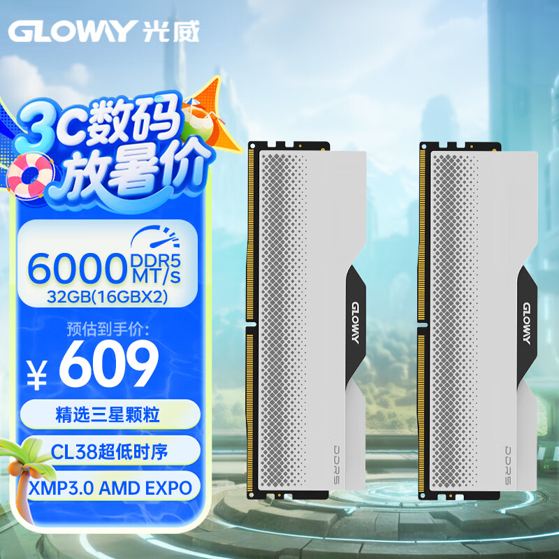 光威（Gloway）32GB(16GBx2)套装 DDR5 6000 台式机内存条 龙武系列 三星颗粒 CL38