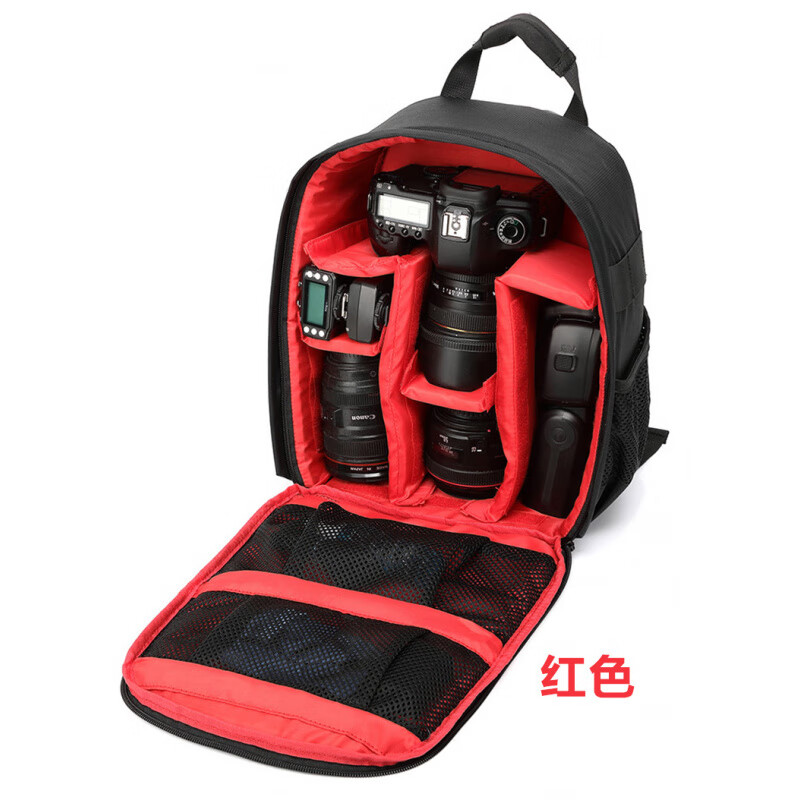 乐摄宝（Lowepro）升级款单反相机包户外摄影双肩背包数码相机包 黑配红 25*15*34