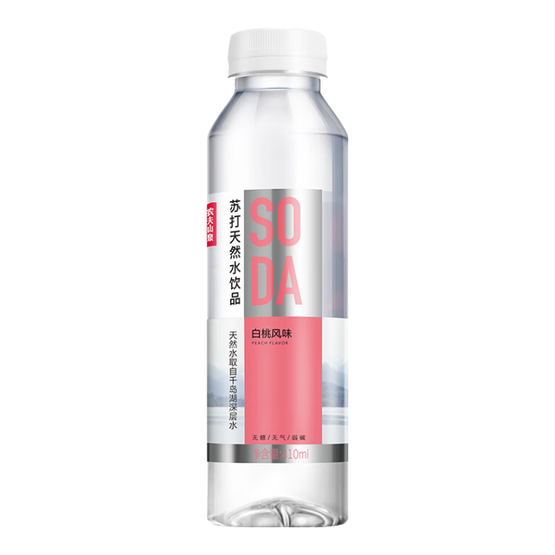 农夫山泉 苏打水 苏打天然水饮品410ml 无糖风味塑膜装 白桃味410ml*6*2包
