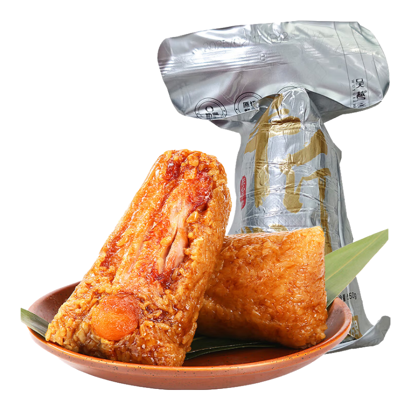 吴越斋端午粽子经典五花肉蛋黄粽真空包装加热即食早餐半斤大肉粽250g*1