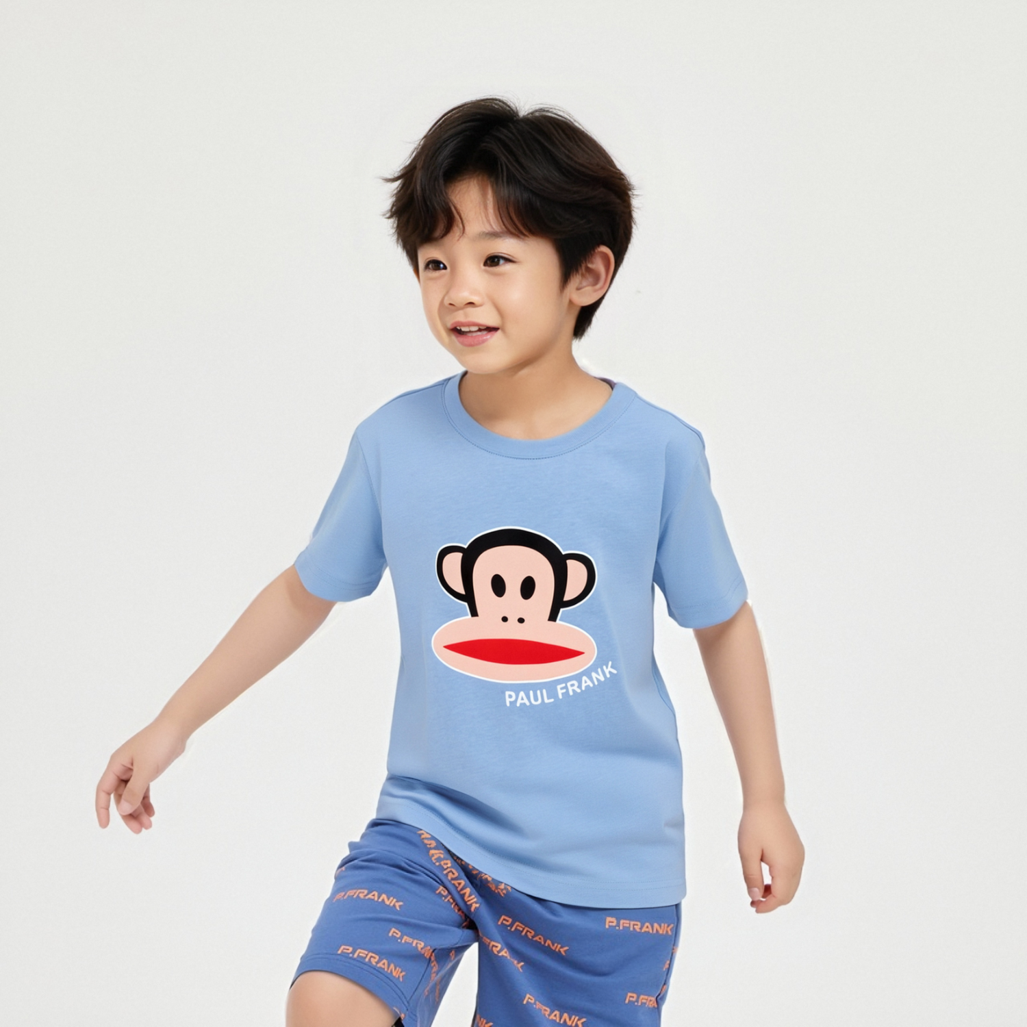 大嘴猴（paul frank）童装儿童短袖T恤2025款男女童宽松舒适休闲纯棉中大童上衣 35AF蓝色 160