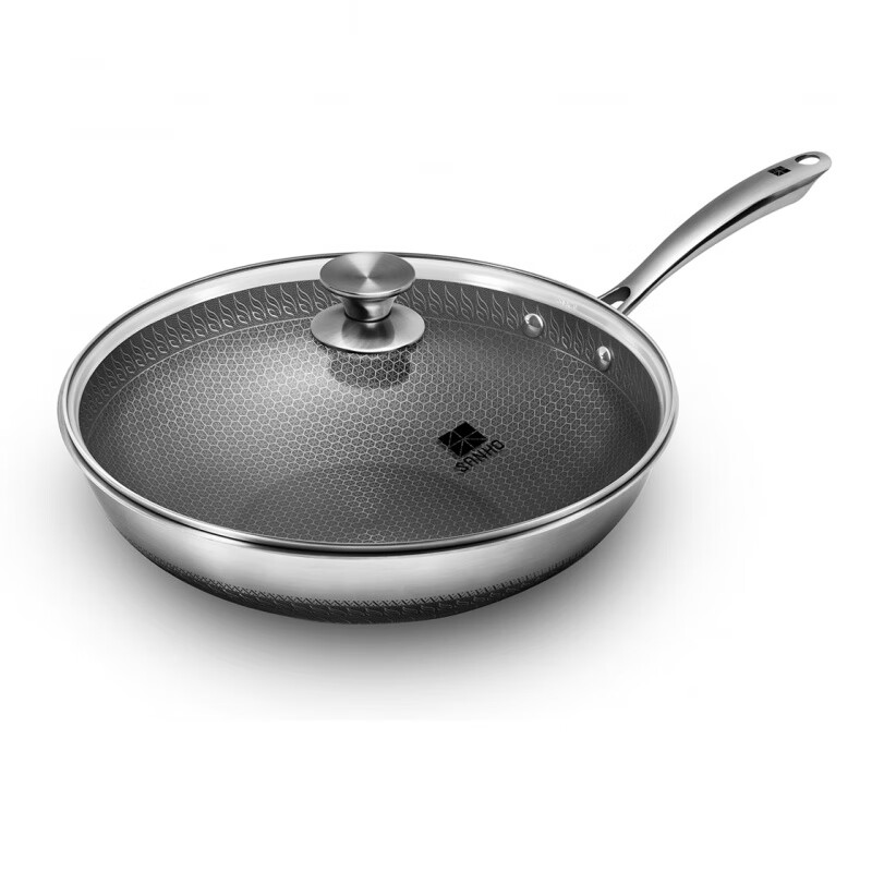 三禾316不銹鋼雙面蜂窩不粘鍋家用炒鍋燃氣電磁爐通用不粘鍋 （雙面蜂窩316不銹鋼） 32cm