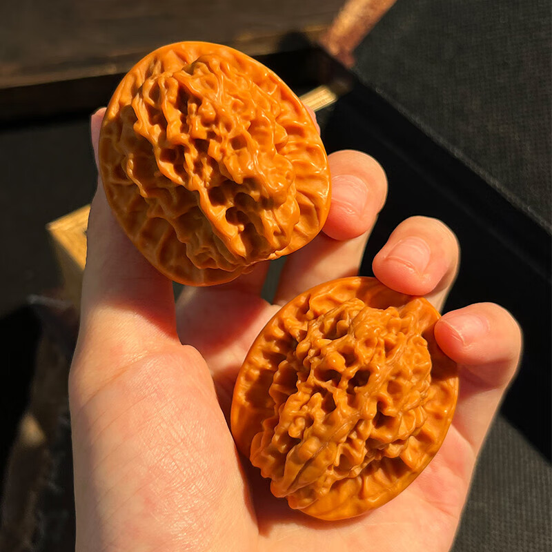 灵月阁精品核桃文玩四座楼狮子头全品盘玩官帽麒麟纹男士手玩解压手把件 练手核桃37-42mm一对