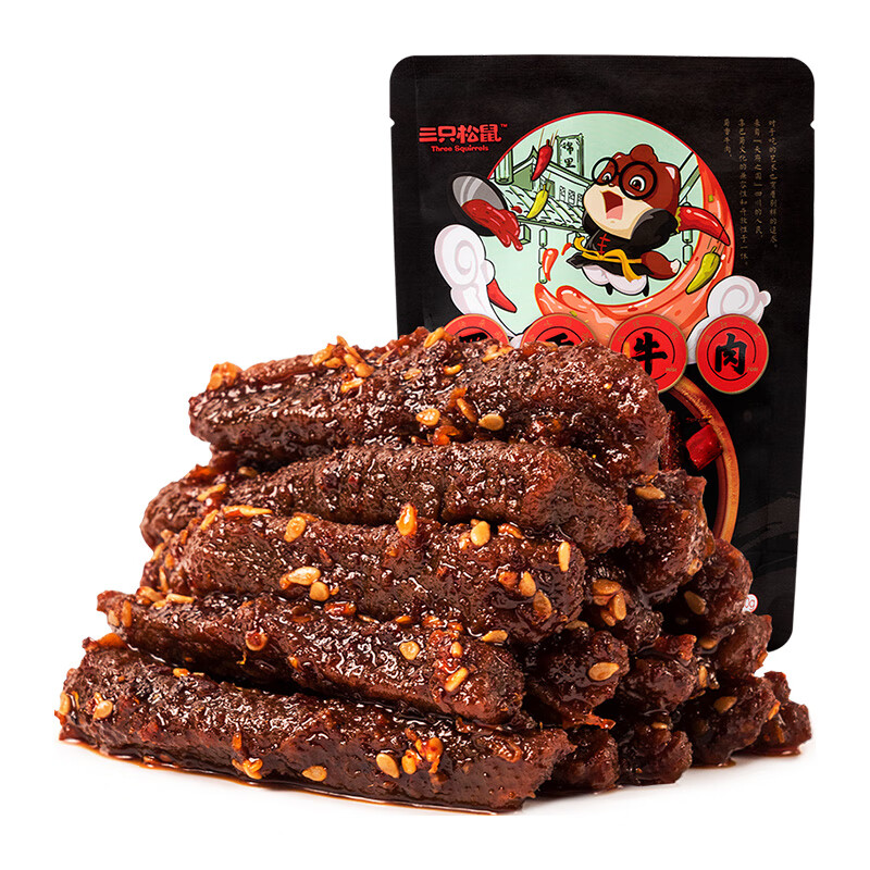 三只松鼠牛肉干蜀香牛肉麻辣味100g/1袋零食解馋熟食特产小吃