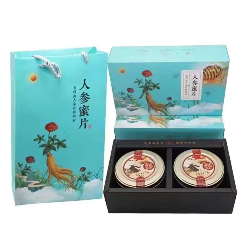 鲜人参蜜片即食椴树蜜人参片50g*2滋补品礼盒 鲜人参蜜片50g*2罐+礼盒 产地直发/开袋即食/无添加/1.5-2.0