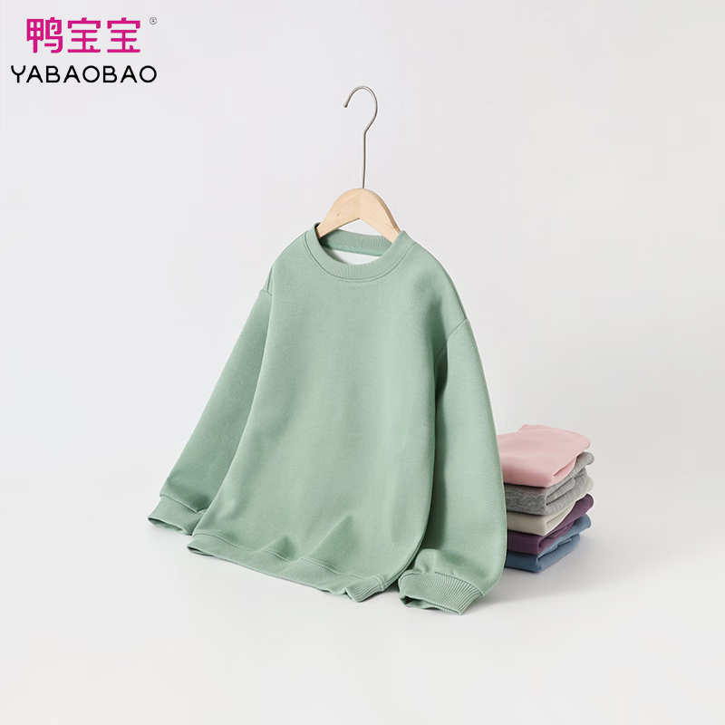鸭宝宝男女孩秋冬季长袖糖果色简约宝宝圆领卫衣CTCYW518 酱紫色 170