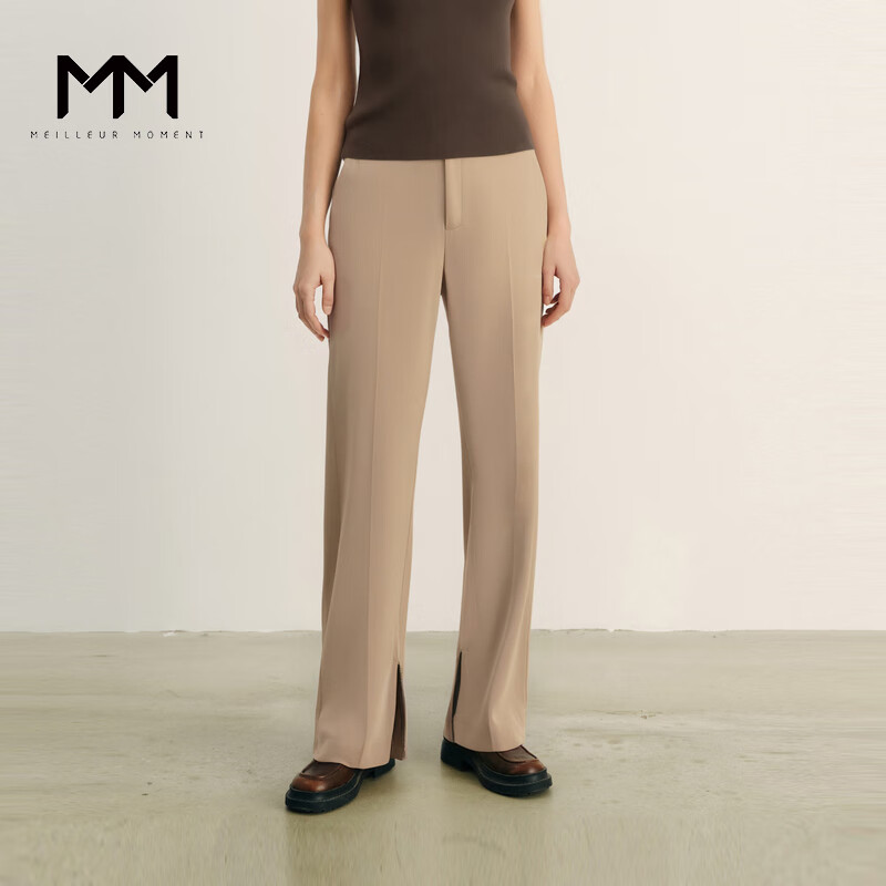 麦檬MM深卡其微喇垂感休闲裤商场同款女夏5E4150931 深卡其 L