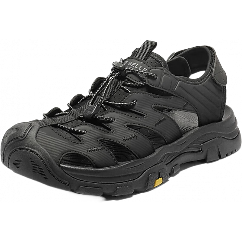 百丽透气休闲凉鞋男2025新款夏季商场同款厚底户外沙滩鞋8UV01BL5 黑色 40 (250mm)505.01元