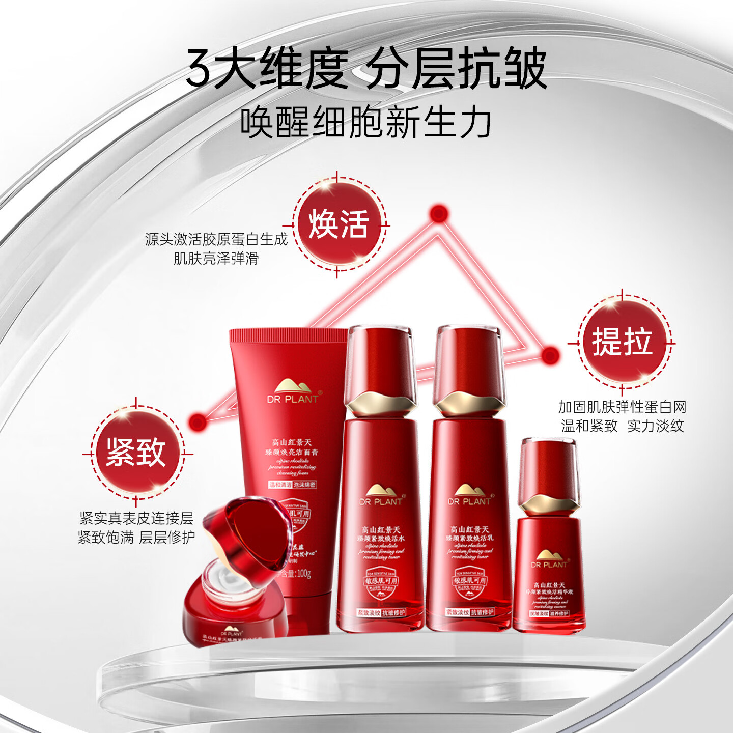 植物医生红景天抗皱紧致护肤品修护补水保湿抗皱套装