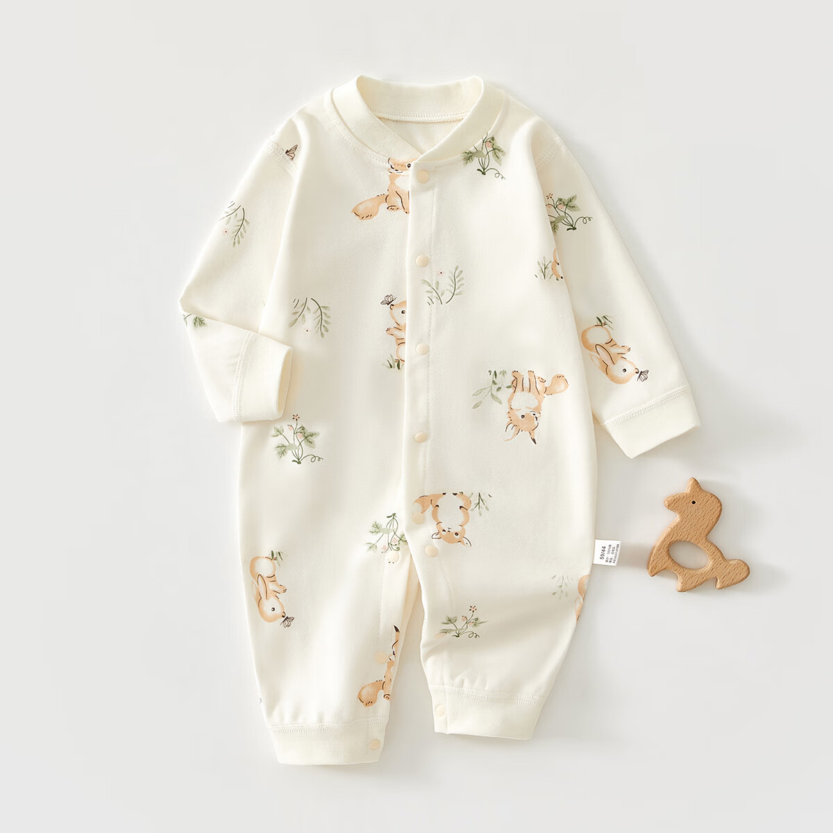婧麒（JOYNCLEON）婴儿衣服连体衣春秋装小月龄纯棉宝宝男女爬服新生儿哈衣长袖超萌 丛林小狐 73cm 【6-9个月，体重7.2-9kg】
