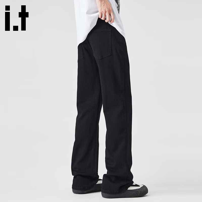 :CHOCOOLATE it莱赛尔牛仔裤男夏季新款2025天丝凉感宽松直筒长裤 黑色 32 【建议140斤-150斤】