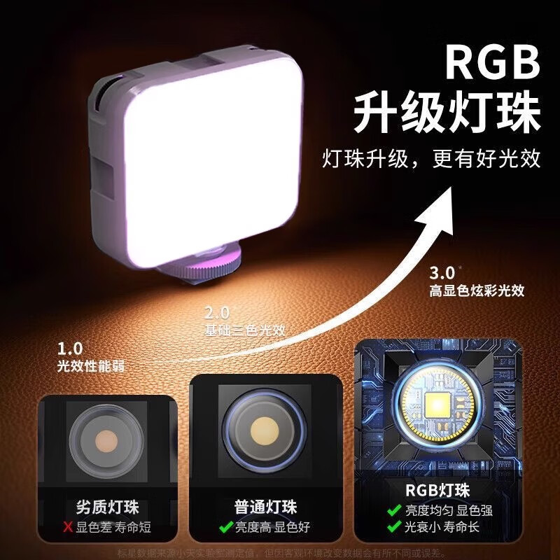 wonew七彩蜗牛补光灯手机直播支架七彩RGB三脚架美颜化妆脸灯手机架录像设备单反迷你云台旅游vlog神器 【黑色】FL02七彩补光灯+迷你小支架20CM