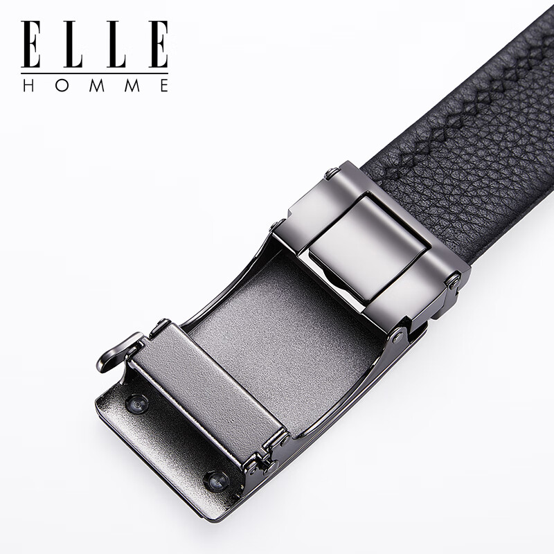 ELLE HOMME法国男士皮带男头层牛皮男士腰带真皮自动扣生日礼物送男友老公 【专柜礼盒】902081枪色磨砂 110cm 150斤内适用(其他尺码请联系客服)