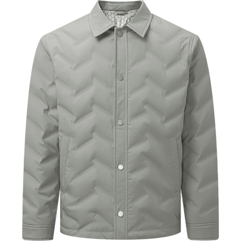 海澜之家（HLA）羽绒服男25新款轻商务经典系列远红外外套男冬季 绿灰67 L 175/92A 推荐140-160斤