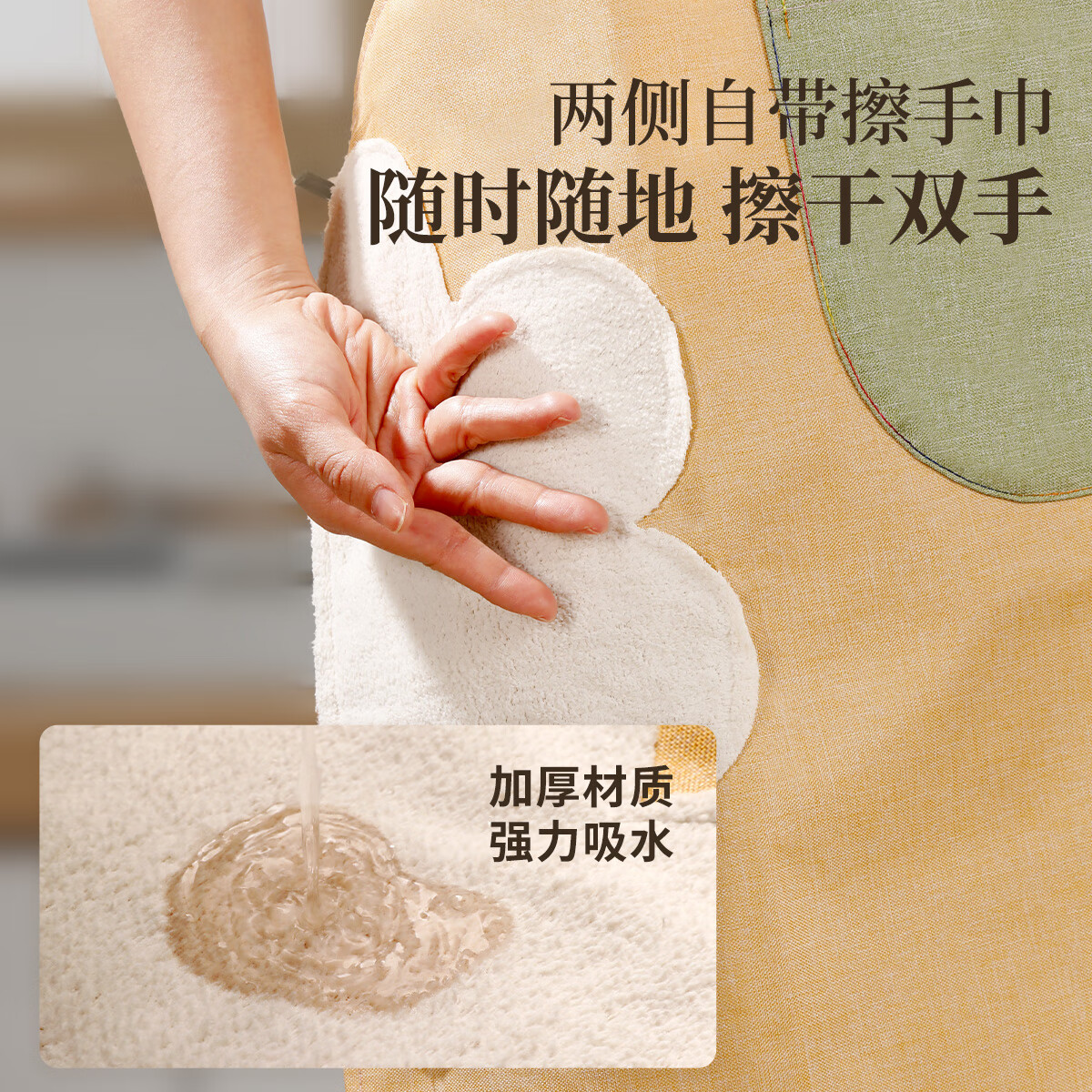 好媳妇围裙防水防油家用厨房家务高级工作服做饭男女通用围腰挂脖式加厚 多功能围裙【颜色随机】