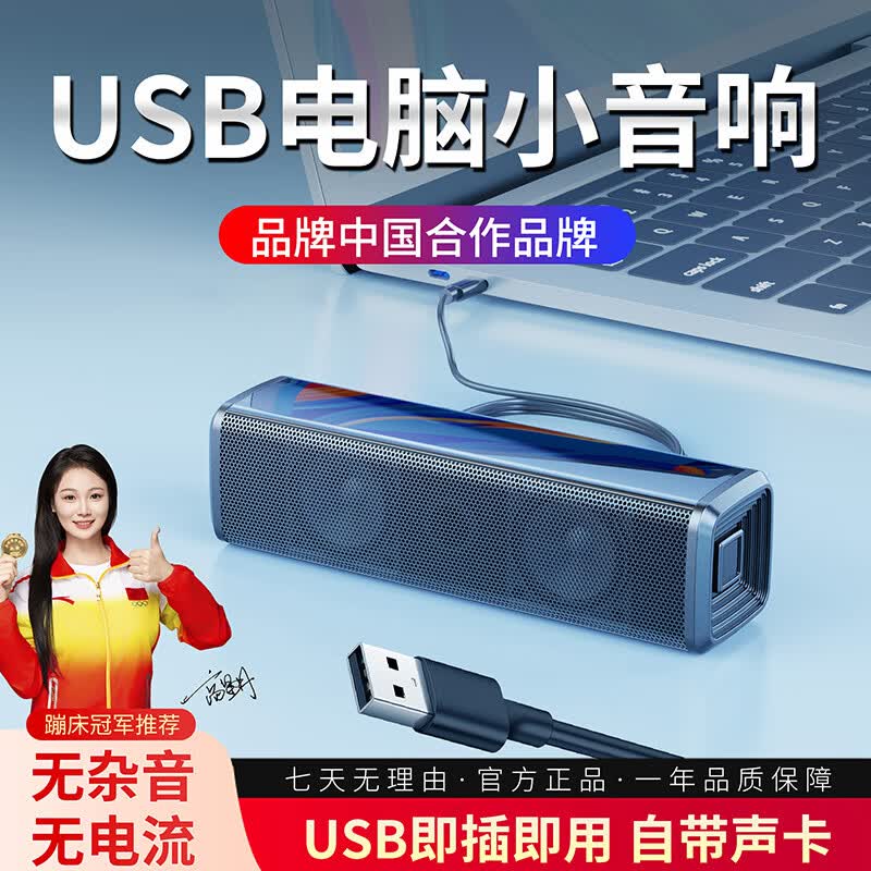 赛达电脑音响音箱台式机笔记本手机通用高音质家用USB一线通外接口立体环绕迷你低音炮小型喇叭 一线通黑【USB直插音箱】