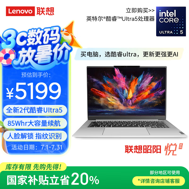 ���루Lenovo�������Ҳ���20%����������Plus14 Ultra5-225H 32G 1T 2.5K 120Hz Deepseek+����С�� �ᱡ�ʼǱ�
