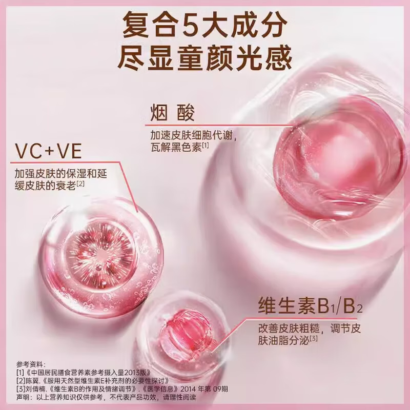 21金维他 维生素C维生素E烟酰胺咀嚼片 60片/瓶 复合维生素片 维生素b族 3瓶装