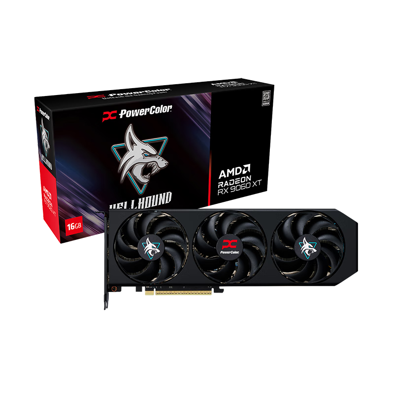 撼讯AMD 台式机电脑显卡oc超频 RX9060XT 16G 暗黑犬