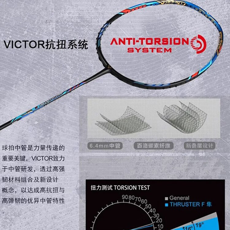 威克多（VICTOR）羽毛球拍龙牙之刃胜利全碳素单拍进攻高端黑金隼100x神速 TK-F隼蓝色隼空拍球星推荐拍 4U空拍速发