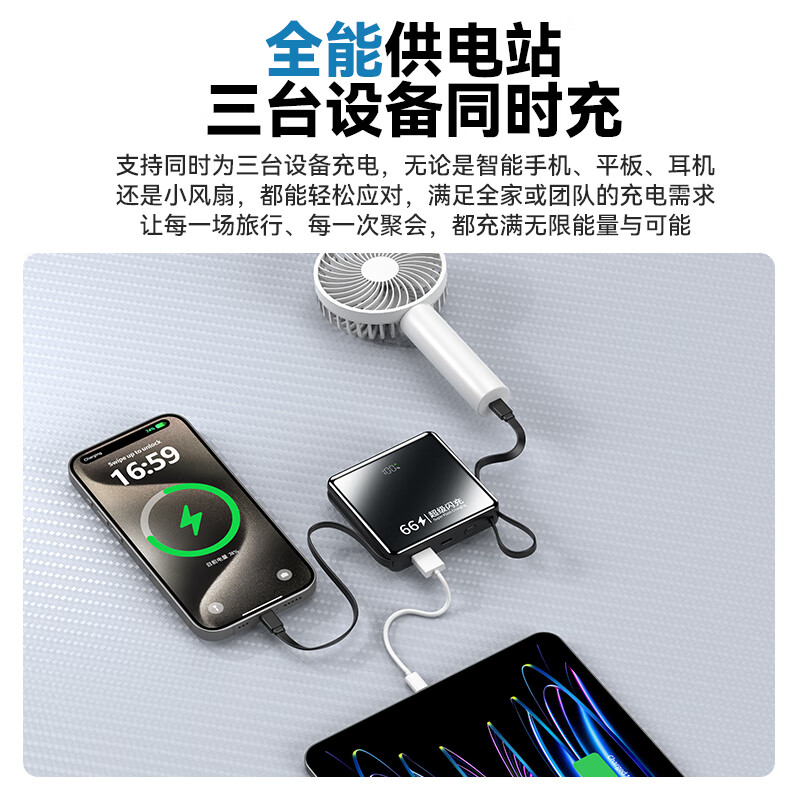 超级马 直营【顶配80000M丨可上飞机】3C认证 超级快充充电宝自带线移动电源苹果OPPO华为小米20000毫安 尊享版+5.0超级闪充+优质电芯 【全国当日/次日达】推荐顶配版|已售80000+