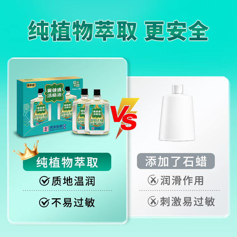 香港澳美制药黄健通活络油奥泰灵舒经活络跌打损伤腰颈疼止痛 草本提取天然不刺激 香港原装直发 50ml 【天然无刺激】香港原装活络油25ml*2瓶
