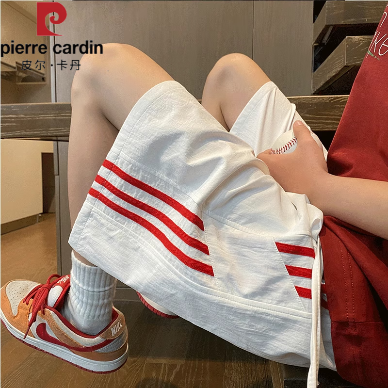 皮尔卡丹（pierre cardin）速干跑步篮球运动短裤女夏薄款外穿冰丝沙滩休闲宽松大码五分中裤 白色 M 90-115斤