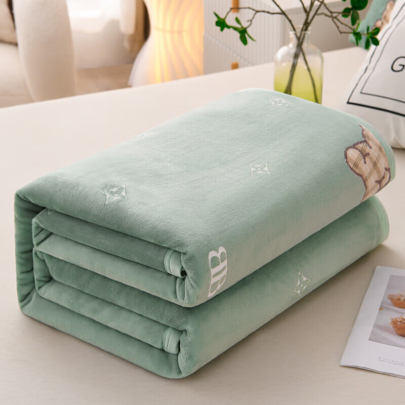 软贝牛奶绒法兰绒毛毯 单双人学生宿舍绒毯床单 午睡空调盖毯子 抱抱熊 150x200cm单毛毯