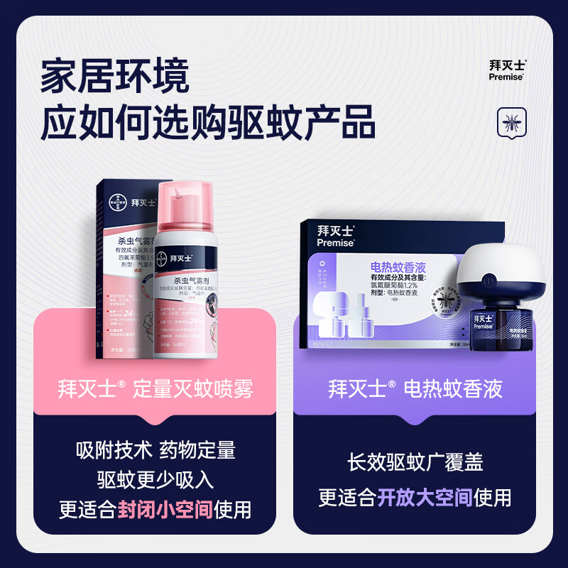 拜灭士拜耳基孔肯雅热电热蚊香液防驱灭蚊白纹伊蚊驱蚊液器室内强效驱蚊 【尝鲜】常规版电蚊香液2液1器