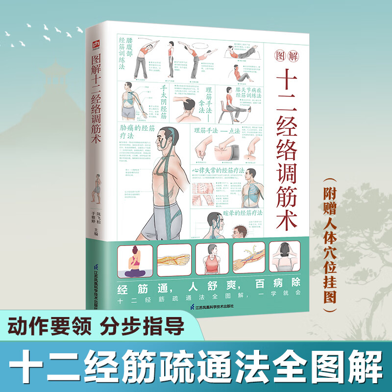 图解十二经络调筋术 十二经筋疏通法全图解 50种经筋病症的康复训练，12种经筋功用介绍等图文对照 分步解读。