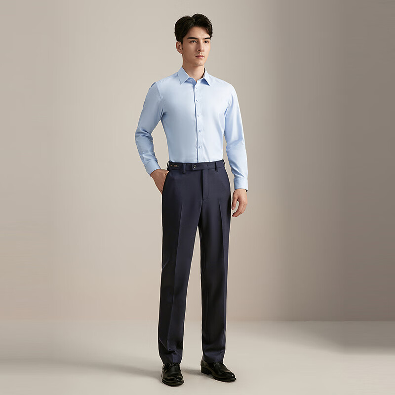雅戈尔衬衫男士2025秋冬青年男长袖衬衫YLDP115651IBA【商场同款】 浅蓝素色斜纹YLDP115651IBA 43 (180/104A)