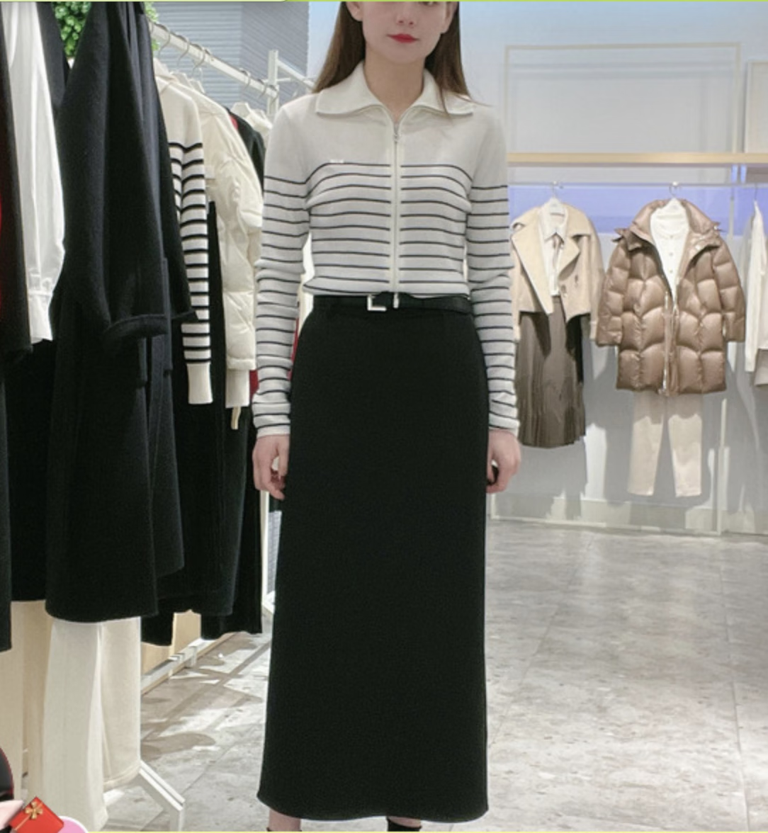 伊芙麗（eifini）女士時尚休閑半身裙1F2140241 黑色 M