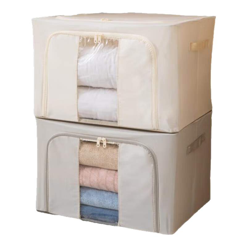 百易特牛津布艺收纳箱衣服收纳箱棉被箱玩具储物箱百纳盒折叠整理箱 灰色66L【3个装】