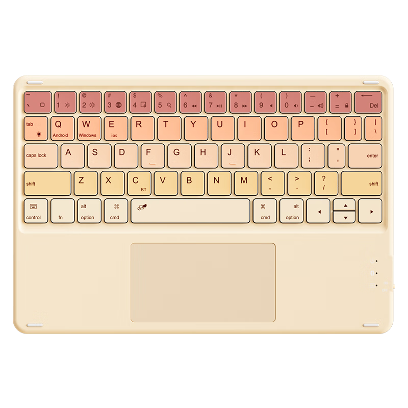 B.O.W航世HB323B ipad無線藍(lán)牙觸控五檔背光鍵盤超薄靜音拼色女生適用蘋果華為小米平板電腦便攜 奶茶色