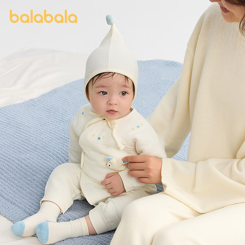 巴拉巴拉balaOne婴儿连体衣宝宝睡衣爬服哈衣2025新款亲肤柔软萌 白色调00311 80cm
