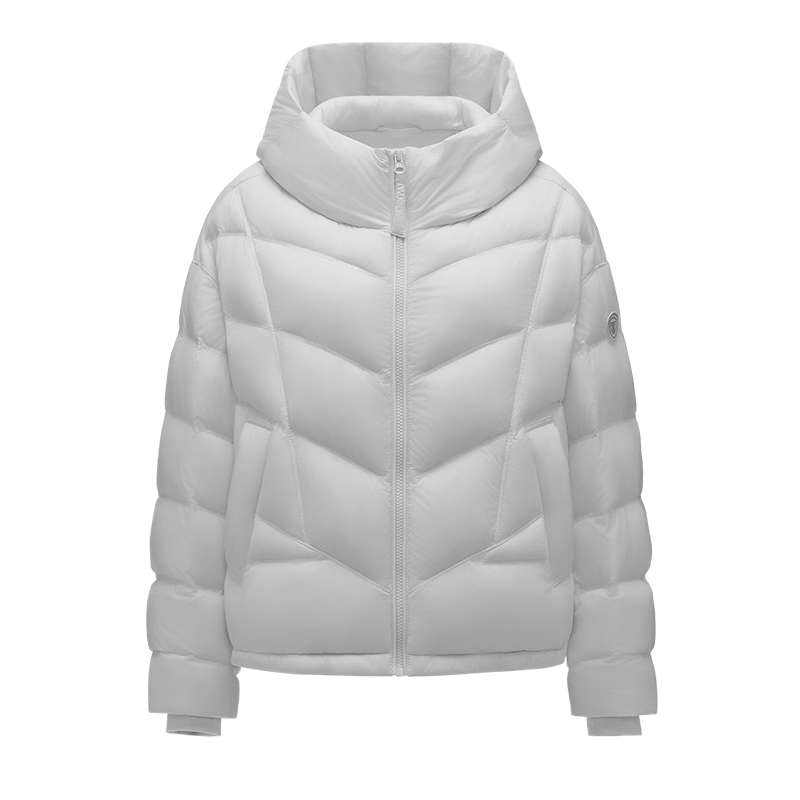 坦博尔泡芙羽绒服女短款连帽秋冬保暖外套25年新款5330278D 霜林灰155