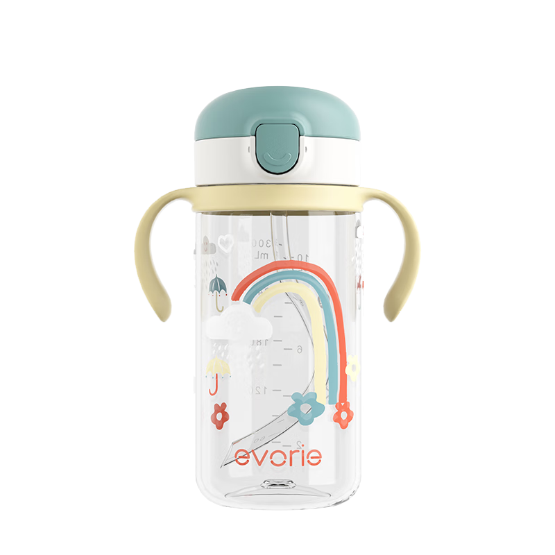 愛得利（evorie）兒童吸管水杯 小學(xué)生喝水杯防漏吸管杯帶手柄水壺上學(xué)專用300ml