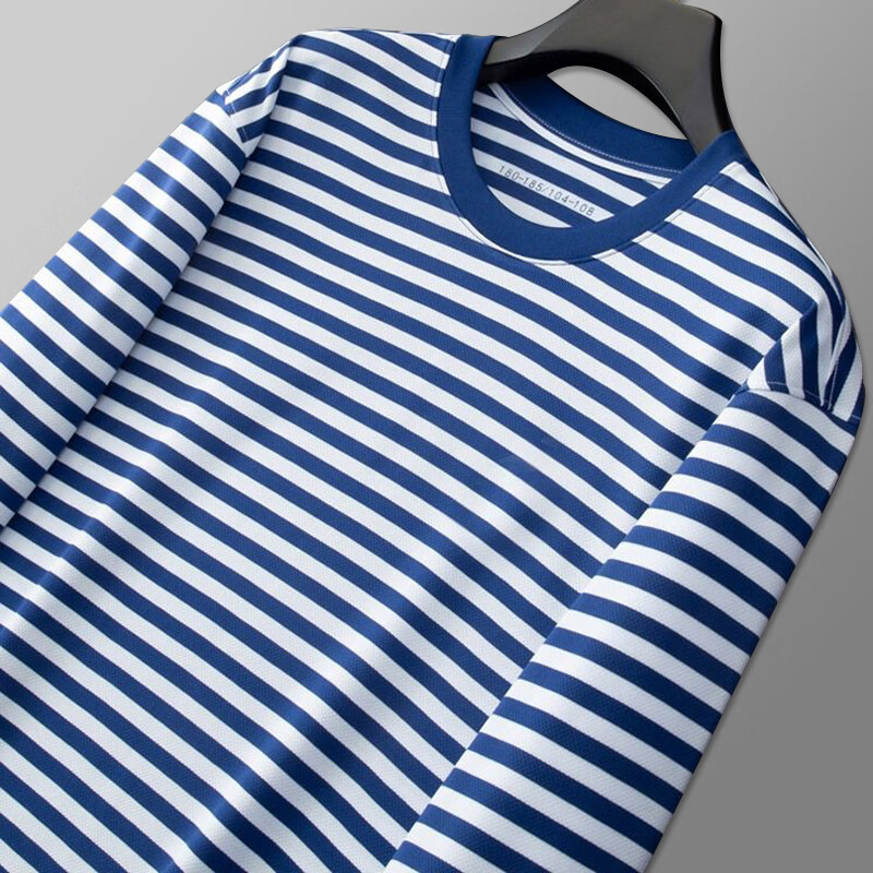 新长袖海魂衫圆领衫蓝白条纹迷彩服t恤衫体能服安全条训练工作服 190/112-116【200-230斤】