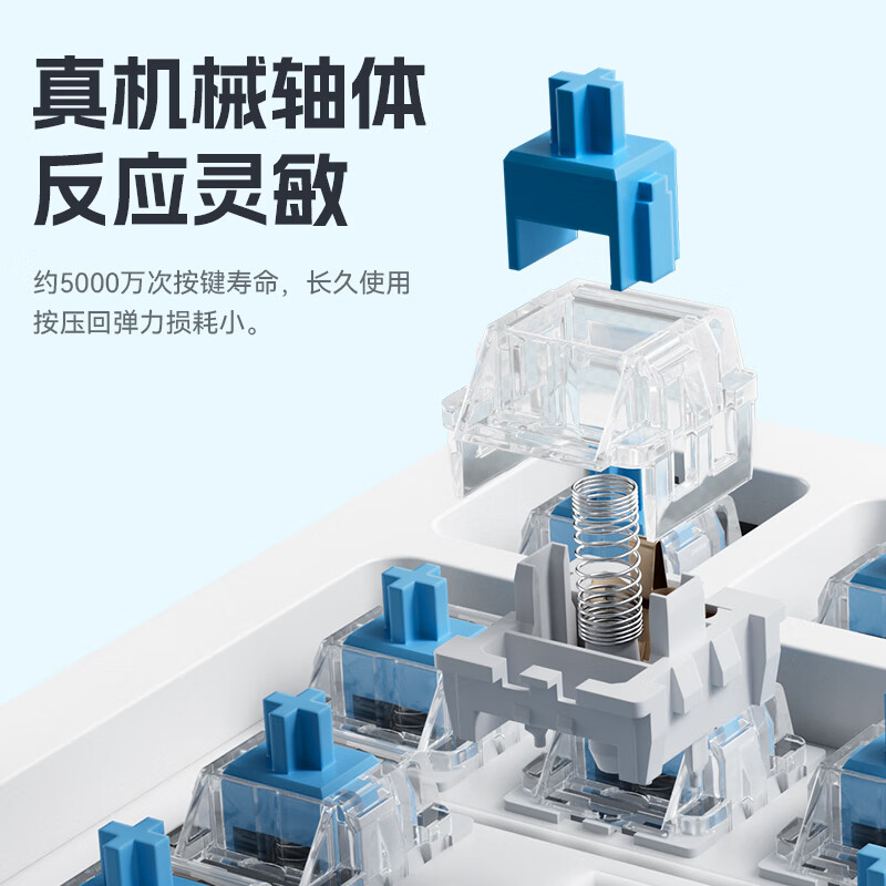 三巨G99有线机械键盘 全键热拔插 游戏电竞办公笔记本全键无冲 炫酷背光 键线分离机械键盘 G99深海白琼【机械青轴】+有线宏鼠标 99键