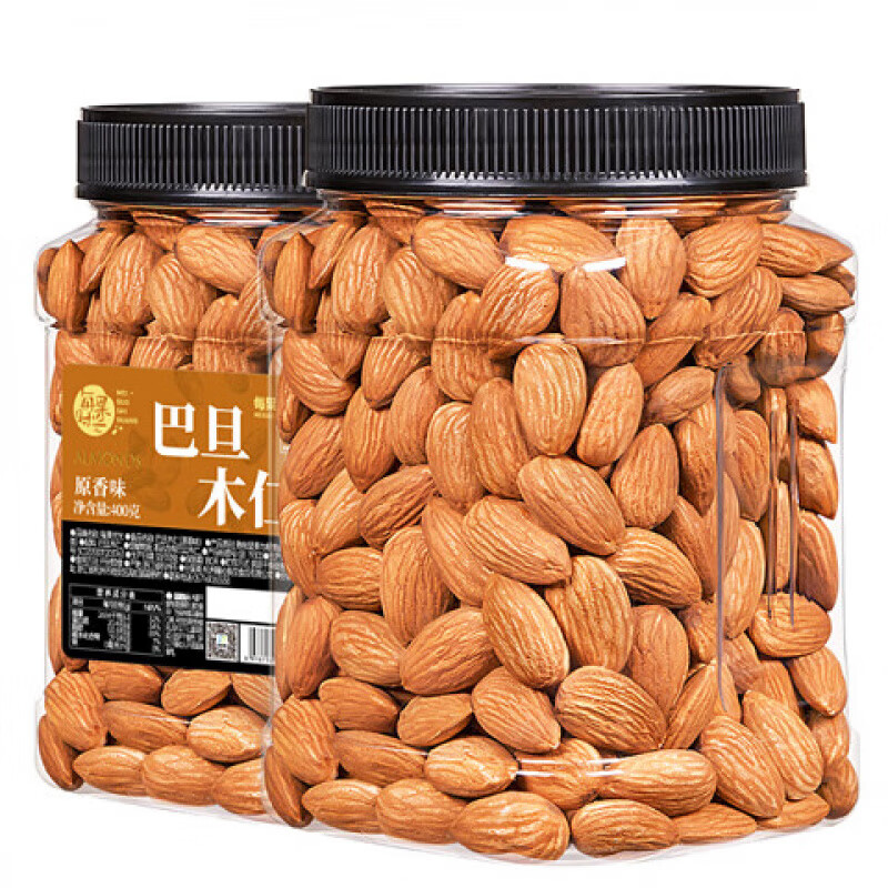 每果時(shí)光巴旦木仁鹽焗味大杏仁扁桃仁堅(jiān)果炒貨干果巴達(dá)木休閑零食 原味巴旦木仁400g*1罐