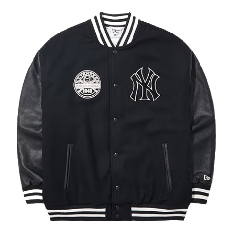 NEW ERA紐亦華MLB棉服男女情侶NY夾克棒球服保暖外套 14117431-黑色 2XL