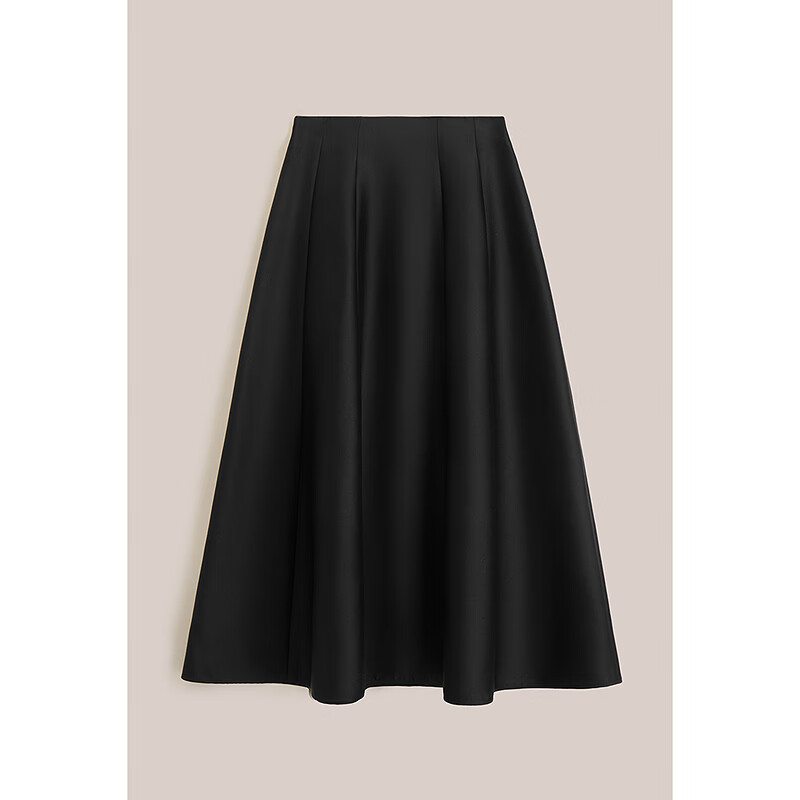 OBBLIGATO奥丽嘉朵2025夏季新款高腰A摆半裙 黑色 S